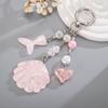 Cute Mermaid Tail Shell Keychain With Glitter Sequins Pearl Beads Purse Backpack Decoration Gift For Girls