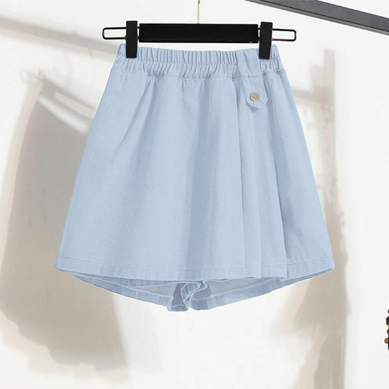 

ZANZEA Женские повседневные свободные летние короткие брюки с эластичной резинкой на талии 5XL светло-синий