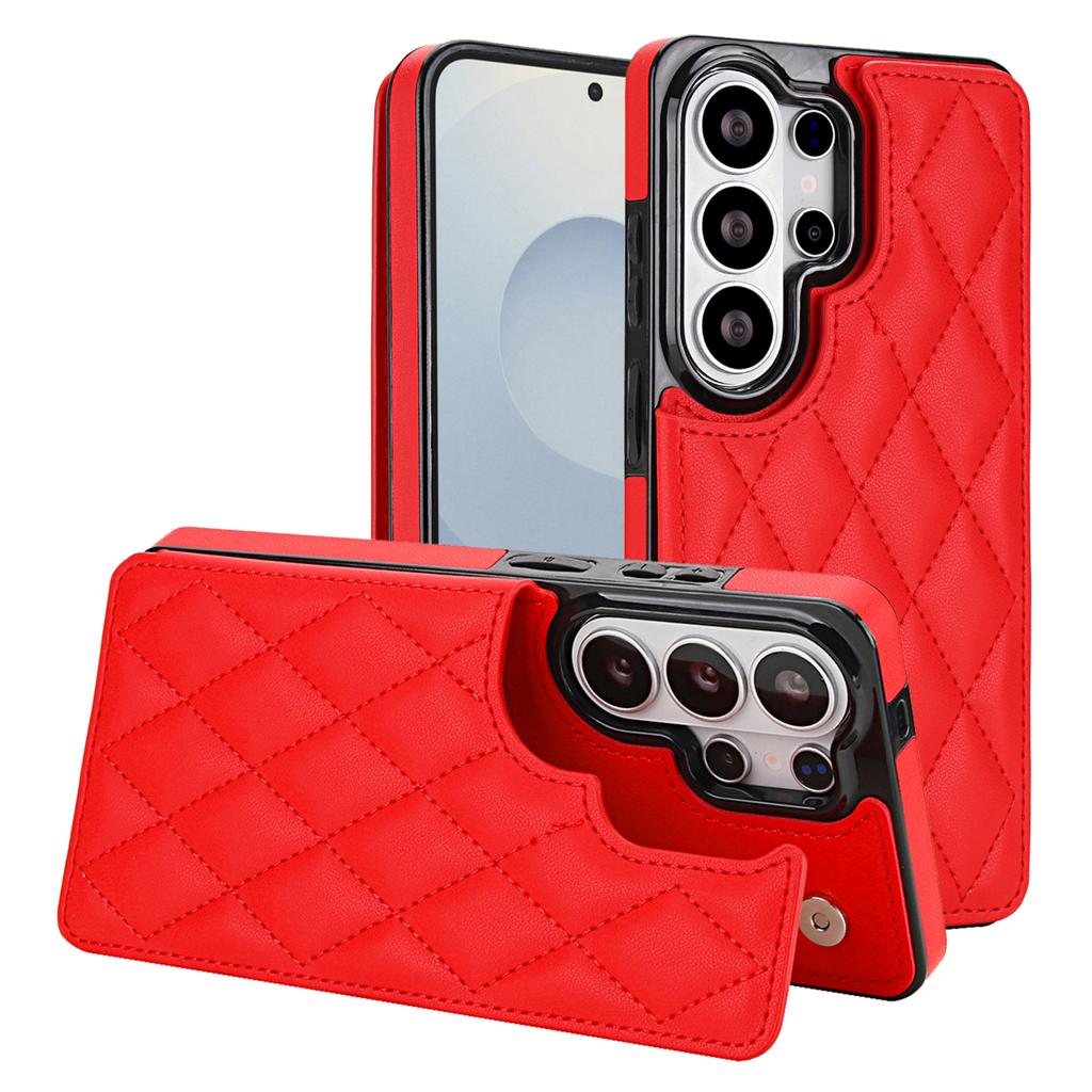 Cartera de Piel con Ranura para Tarjetas Magnéticas de Lujo para Samsung S26 Ultra Edge S24 Plus S25 FE A56 A36 A16 Funda tipo Bolsillo con Soporte de Diamante