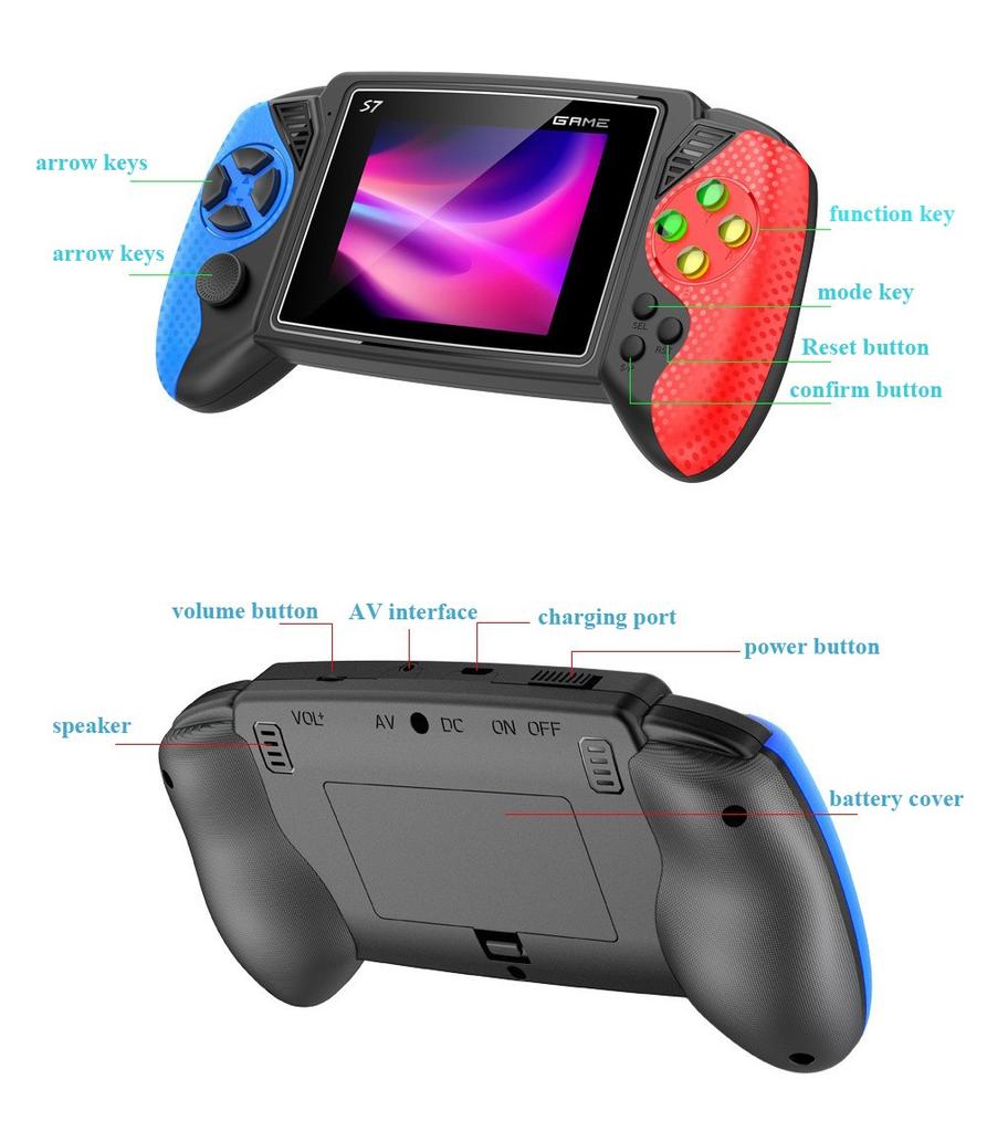 S7 Retro Handheld Game Console 3.5 inch LCD Screen 620 Games Rechargeable