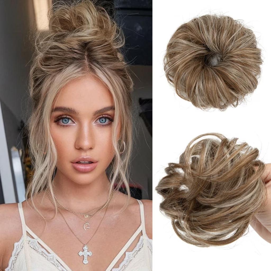 Bun Hair Piece Wavy Clip In Hair Extension for Thick Updo