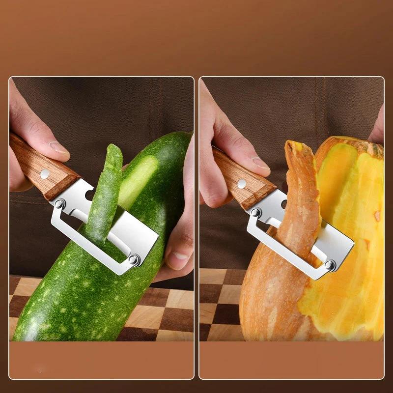 Stainless Steel Peeler With Wooden Handle For Peeling Slicing Fruits Vegetables Durable Smooth Operation Kitchen Specific Peeler