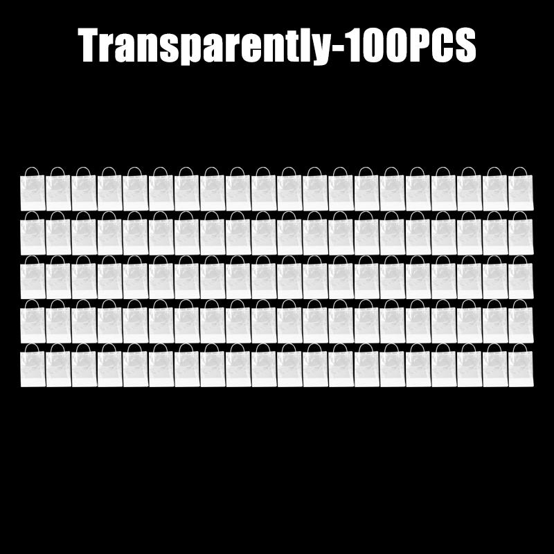 10-100PCS Transparent Soft PVC Gift Tote Packaging Bags with Hand Loop Clear Plastic Handbag Cosmetic Bag