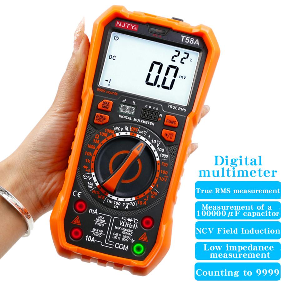 NJTY 58A Multimetru de înaltă precizie Afișaj digital Smart Resistant Ardere-Proof Uz casnic Electrician Capacitate Contor