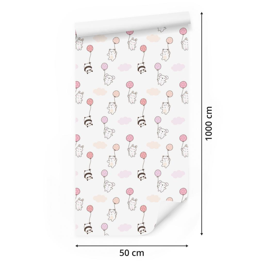 Animals with Balloons Wallpaper for Living Room and Bedroom 50x1000