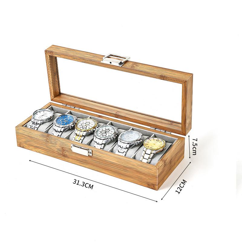 New 3/6/10/12 Girds  Bamboo Watches Storage Clock Box Watch Holder Organizer Watch Display Box For Handmade Festive Gifts