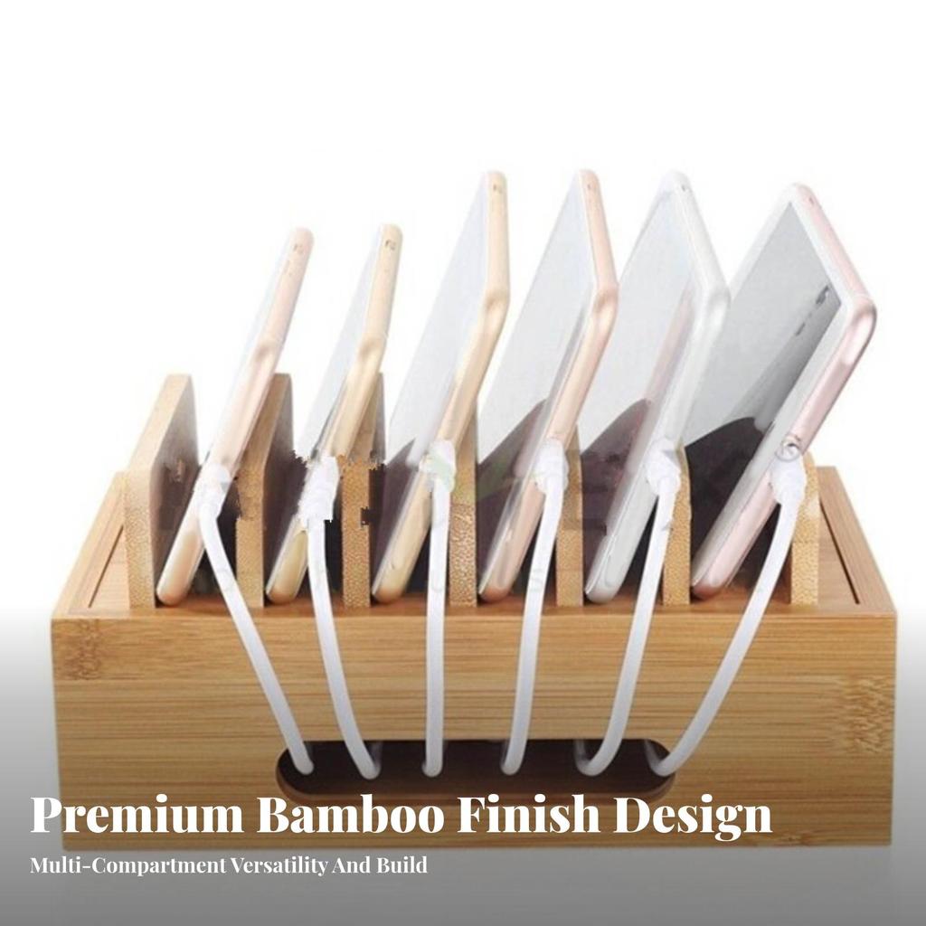 Bamboo Organizer Stand Space-Saving Dock Tidy for Students