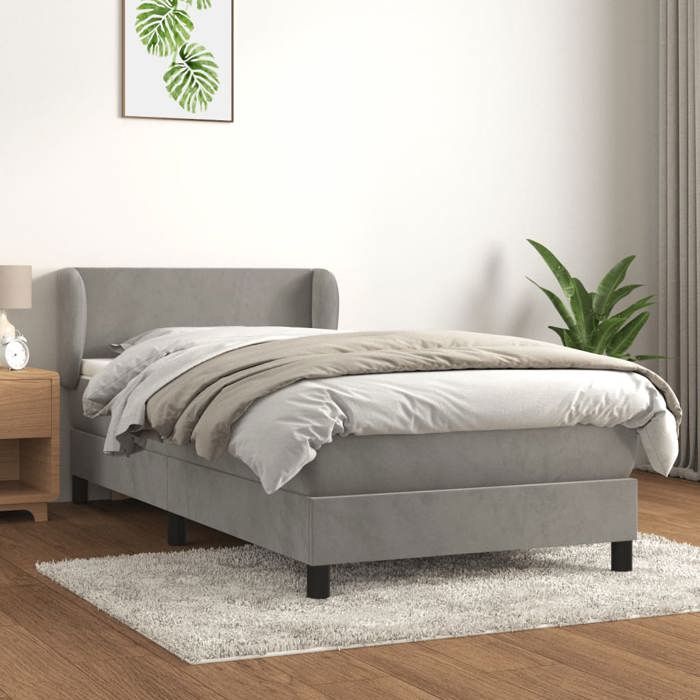 3127337 vidaXL Lit à sommier tapissier et matelas Gris clair 80x200 cm Velours