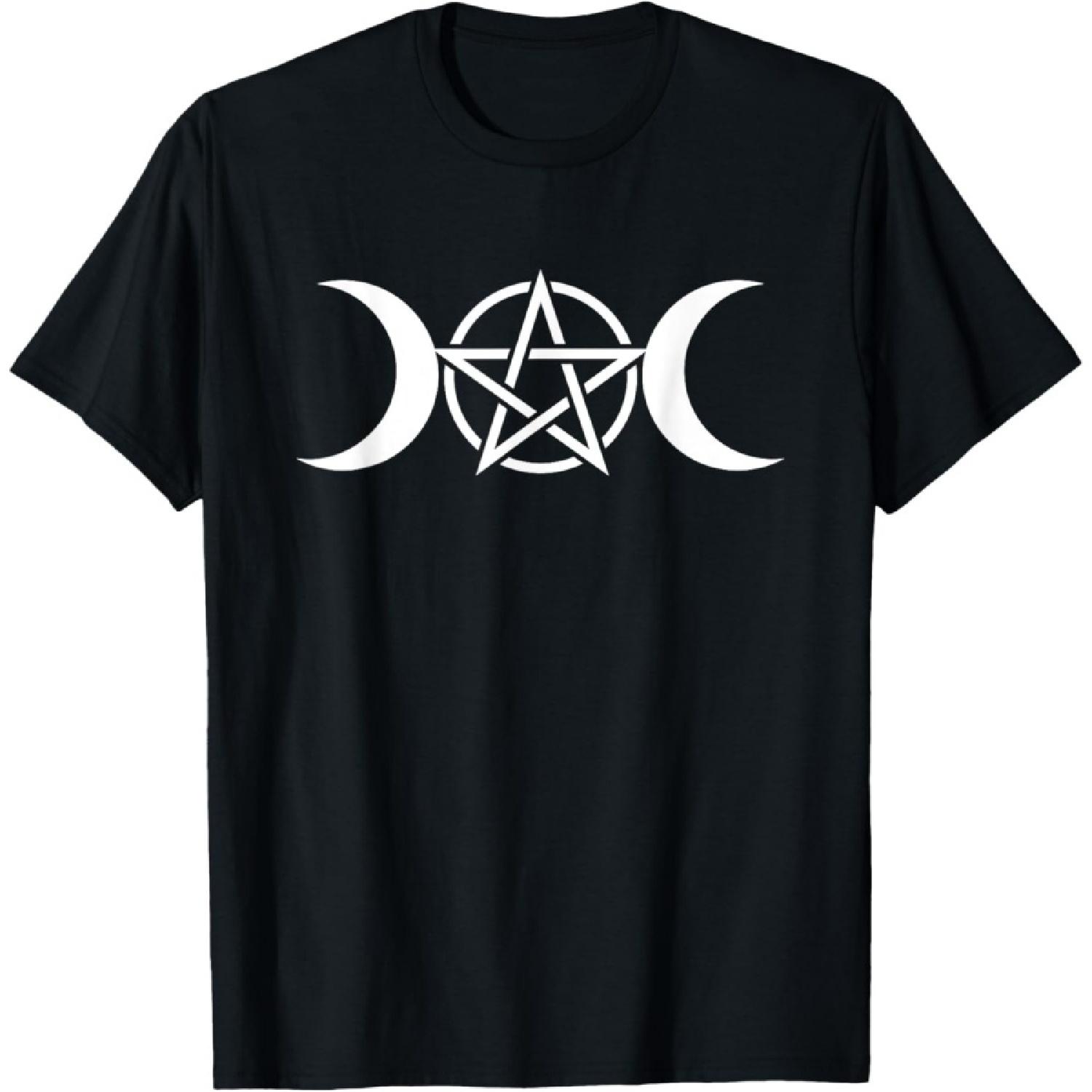 Triple Moon Goddess Pentacle Pagan Wiccan T-Shirt S чёрный