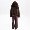 Women's Hooded Long Sleeve Faux Fox Fur Jacket Loose Fit Street Style Furry Coat