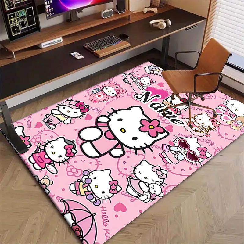 Custom HelloKitty Mat Personalized Name, Polyester Washable Indoor Entryway Rug, Gift for Christmas, Easter, Thanksgiving Day