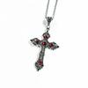 Simple Fashion Creative Trend Gothic Large Baroque Christian Cross Pendant Necklace Micro Inlaid Red Crystal PrayerAmuletZircon