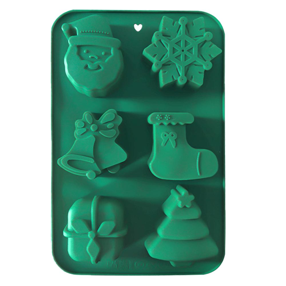 

Силиконовая форма для торта с 6 носками-елками, снежинками, Санта-Клаусом, пряничным человечком, народным фестивалем, для DIY выпечки и сахара 2 PCS