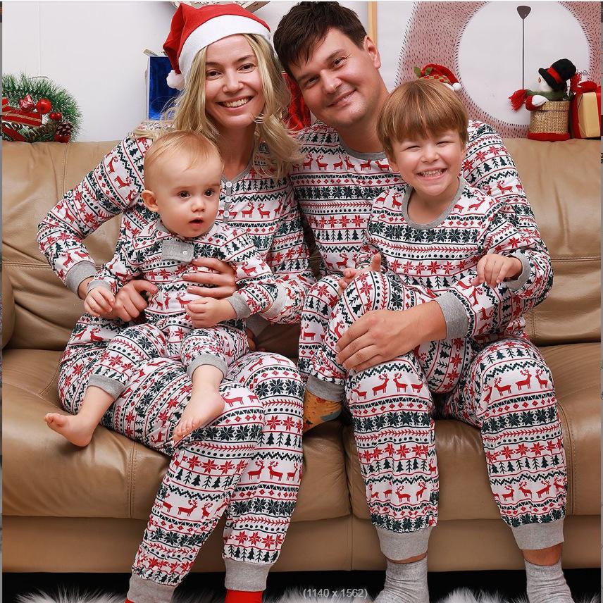 2025 European & American Parent-Child Christmas Pajama Set - New Style Family Home Wear
