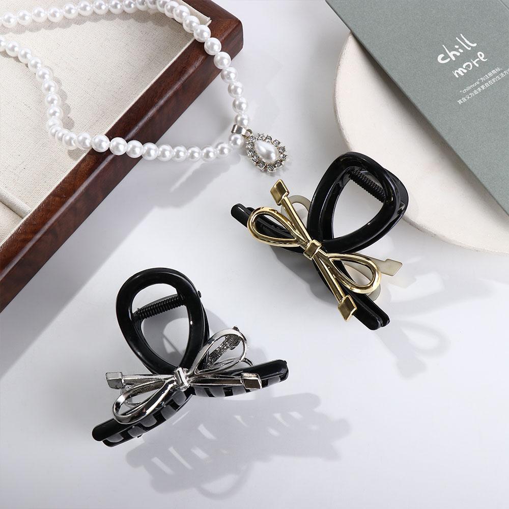 

Ins Metal Bow Claw Clip Korean Style Bow Crab Clip Sweet Bow Hair Claw Daily серебряный