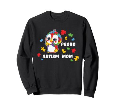Autism Awareness Woman - Proud Autistic Mom Penguin Puzzle Trainer
