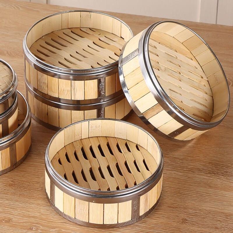 Stainless Steel Steamer with Bamboo Baskets