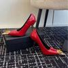 2026 New Luxury Gemstone Patent Leather Metal Square toe Women Pumps Fashion Office Thin High heels Female Party Banquet Shoes