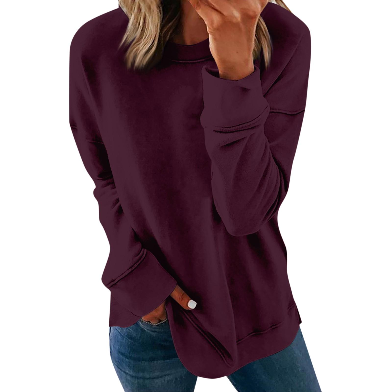 

Women s And Winter Casual Round Neck T-Shirt Printed Long Sleeve Pullover Top XXL