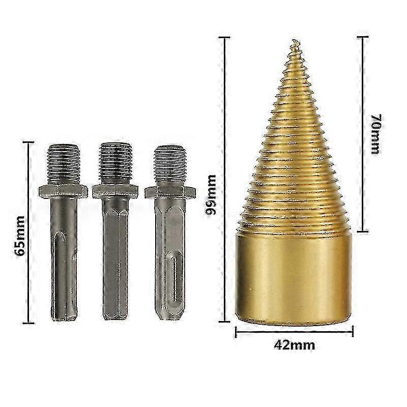 Firewood splitter drill bit drill screw cone firewood special hexagonal handle hand drill bit wood splitter accessories 42mm