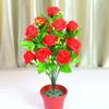 18 Heads Rose Artificial Flower Multicolor Silk Petals Simulation Flower Bouquet Green Leaves Photo Props Faux Flower