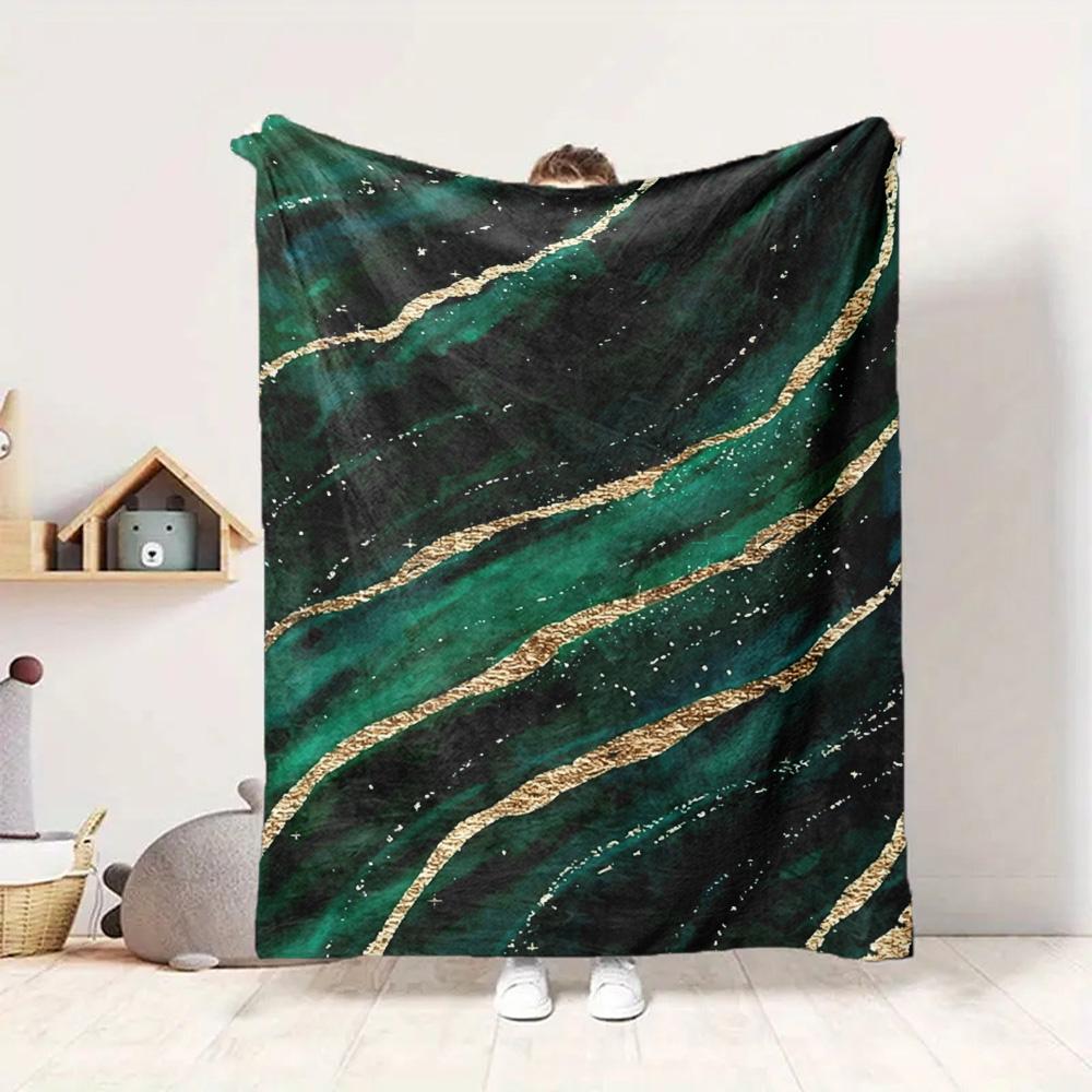 Emerald Waves Flannel Blanket Throw Blanket Soft Warm Sofa Bed Camping Car home Decor Unique Christmas Gift C930596