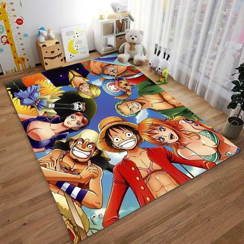 Anime Style Carpet with Colorful Characters and Tropical Theme Suitable for Use As an Anti-slip for Living Room Bedroom Sofas