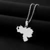 Stainless Steel Outline Venezuela Map Pendant Necklace Heart Map Jewelry