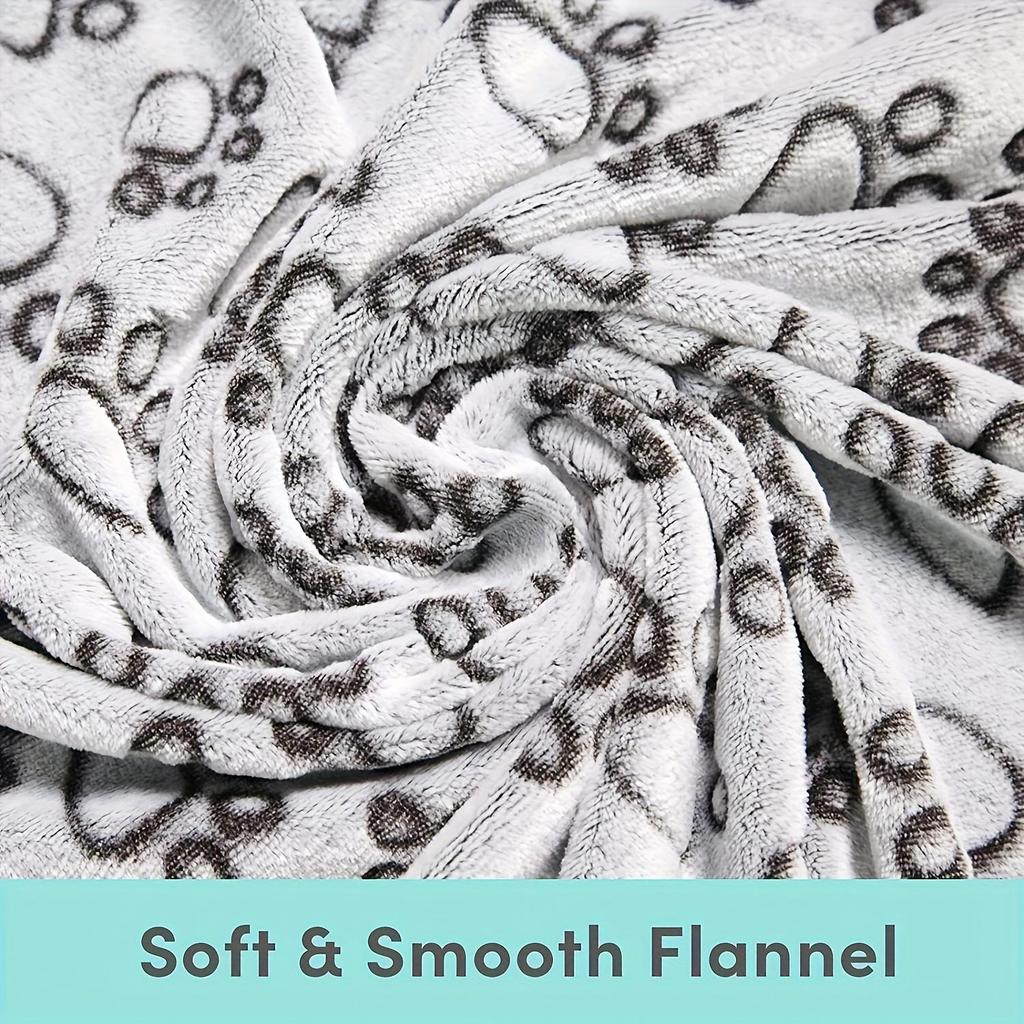 Warm Flannel Pet Blanket for Cats and Dogs Thickened Paw Print Cozy All Season 3 Sizes