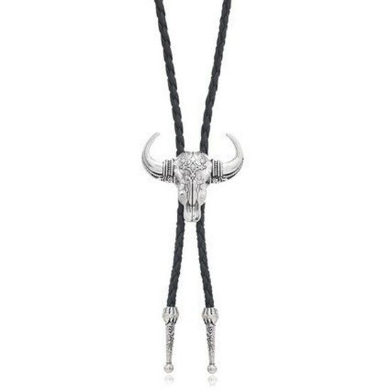

European American Cross Flower Turquoise Bolo Tie Necklace античний срібного кольору