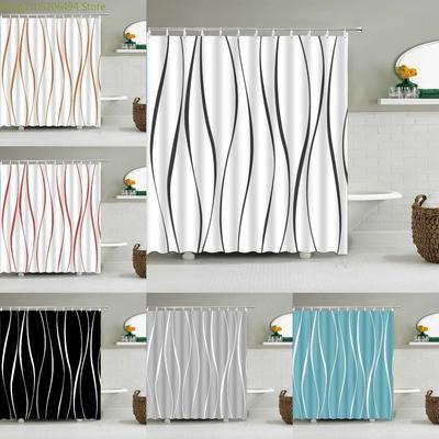 Cortina de Ducha Rayas Blancas y Negras Cortina de Ducha Geométrica Creativa de Colores Decoración de Accesorios de Baño Modernos Minimalistas