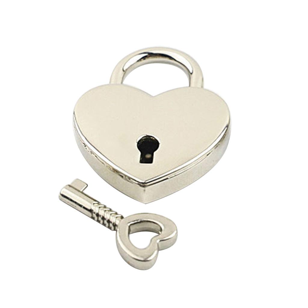 Metalen Wensslot Mini Hart Vintage Hangsloten Met Sleutel Sieradendoos Decoratief Hangslot voor Geliefden, Meisjes, Studenten
