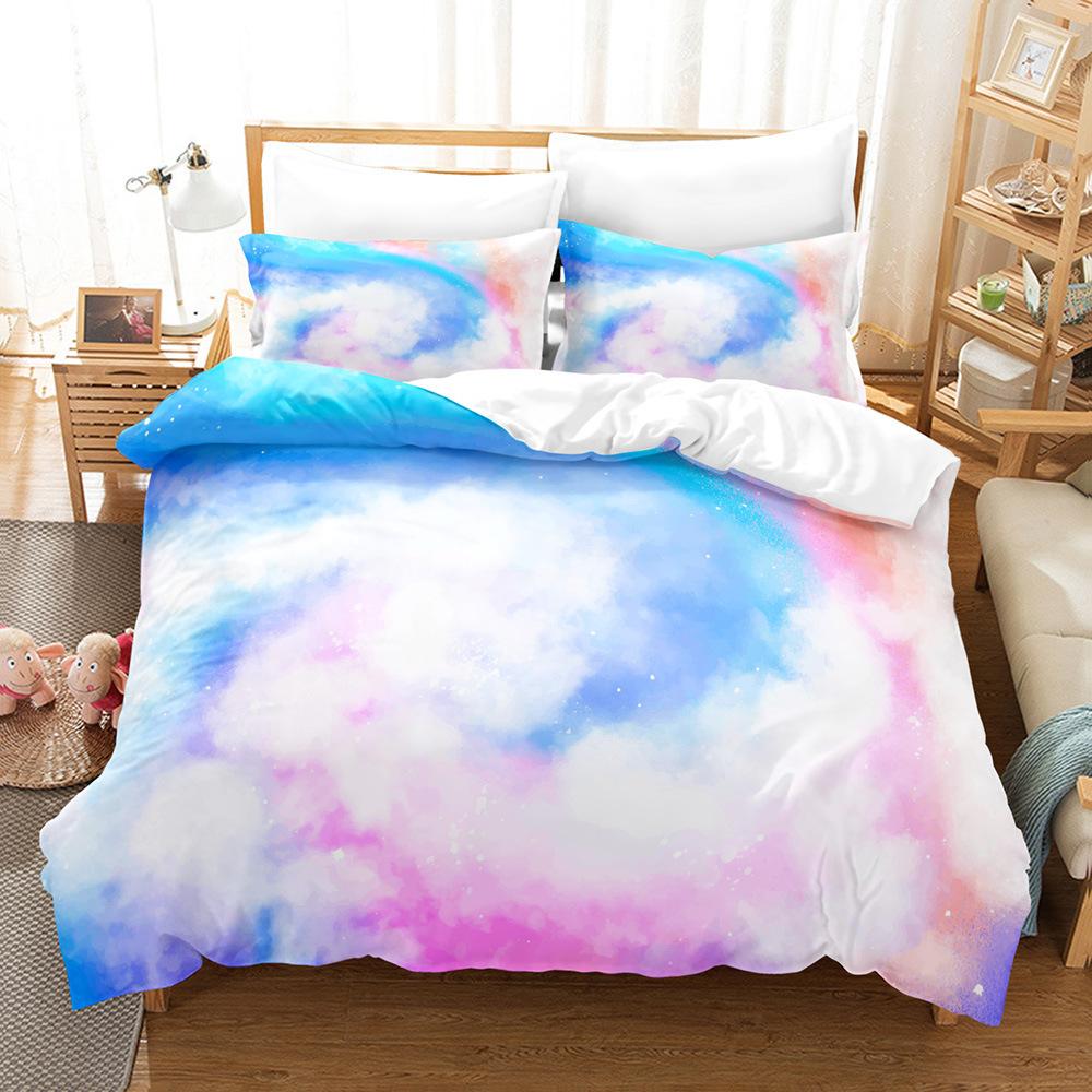 Cloud Sky Duvet Cover Set Pink Blue Cloud Rainbow Pattern King Queen Twin Full Size For Kids Boys Girls Polyester Bedding Set