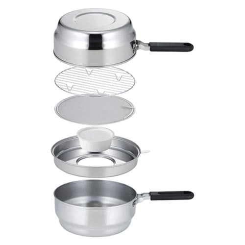 Shimomura Kihan Tempura Pot and Oil Pot, 20cm, Made in Japan, Gas and Induction Compatible, One-Piece Deep Fryer, Wide Shape, Oil Strainer, Oil Draine