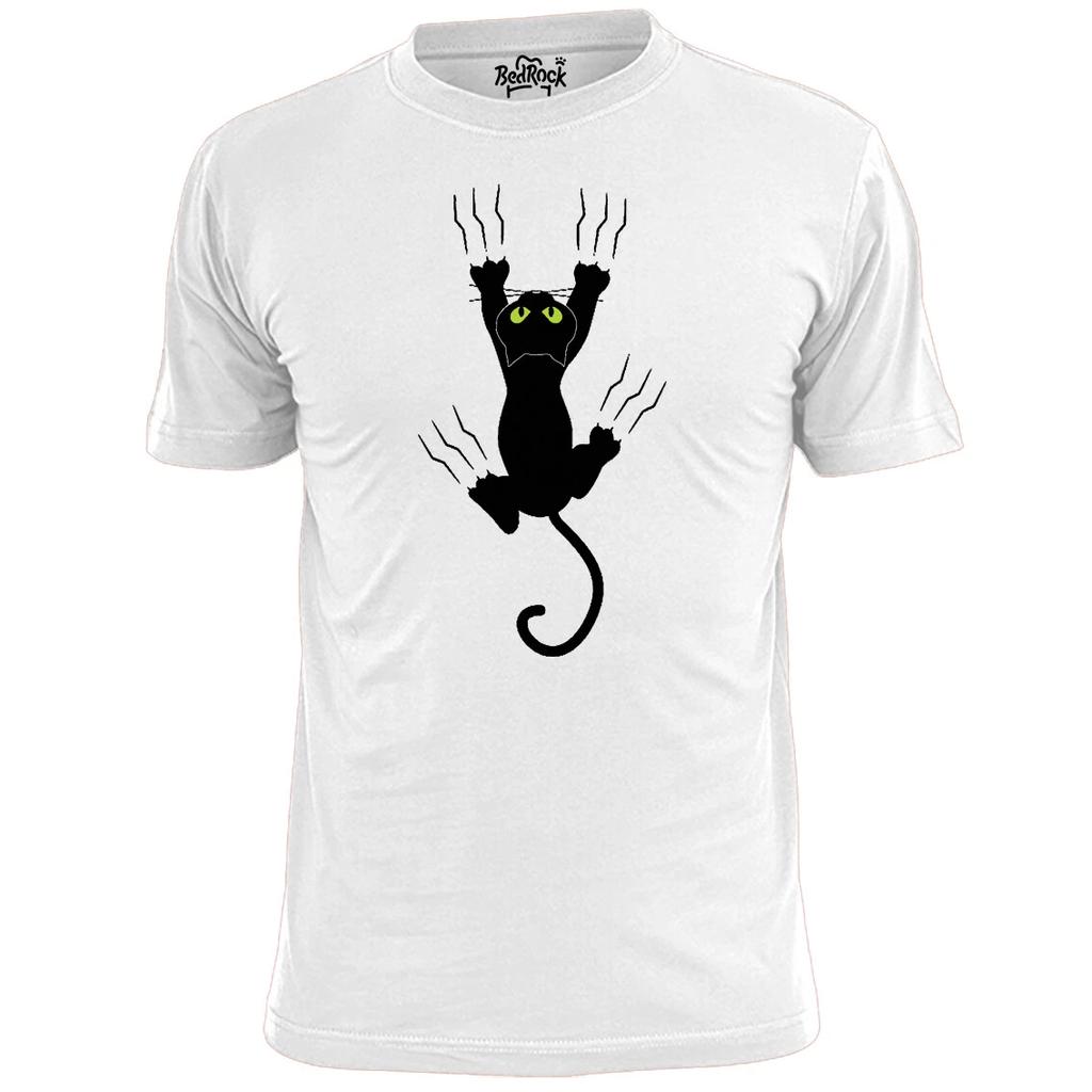 Mens Sliding Kitten Claws Funny T Shirt Moggy Pet Cat
