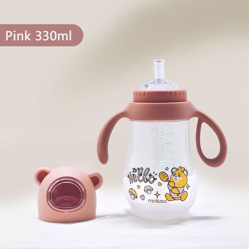 330ML Children's Water Bottle Baby Learning Cup Portable Cartoon Straw Cup Creative Feeding Cup Straw and Lid Drink Cup