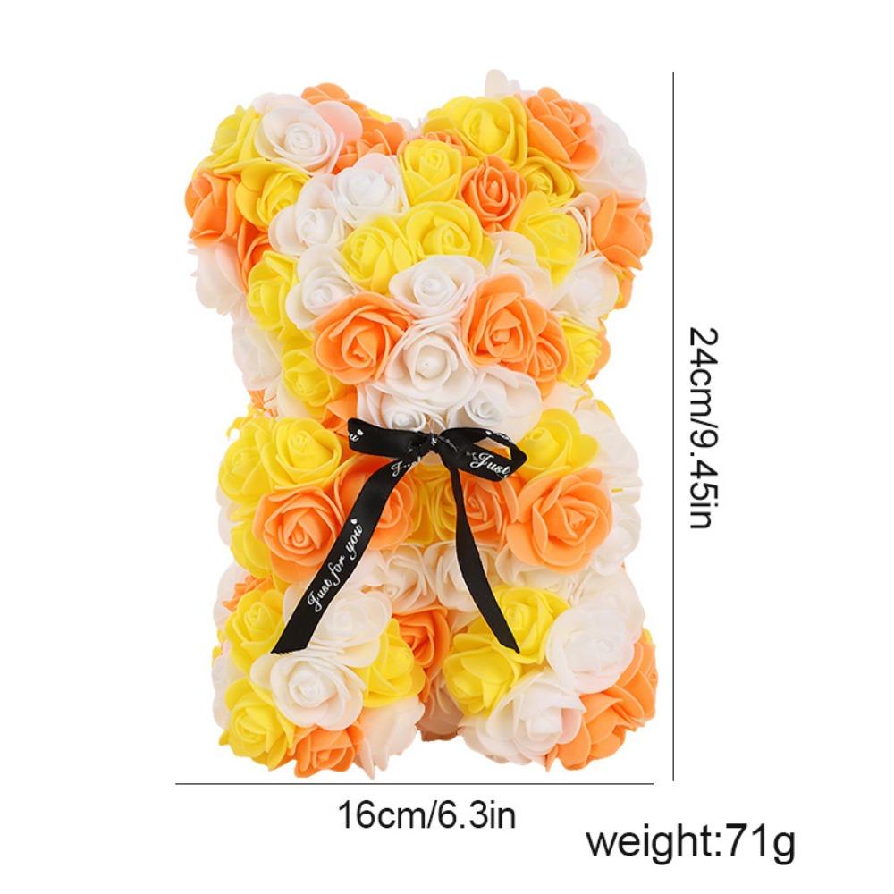 16*24cm Künstlicher Teddy-Rosenbär Mehrfarbig Romantisches Valentinstagsgeschenk Blumenbär Muttertags-Ewiger Blumenbär