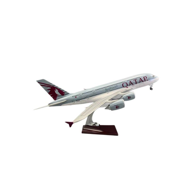 Qatar A380 Double-Door Model with Lights & Wheels - Realistic Static Aviation Ornament