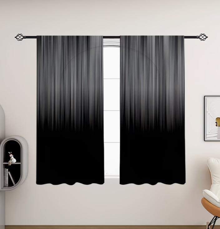 2pcs Gothic Black Forest Curtains Gloomy Dark Forest Foggy Mysterious Black Tree Forest Blackout Rod Pocket Window Treatments