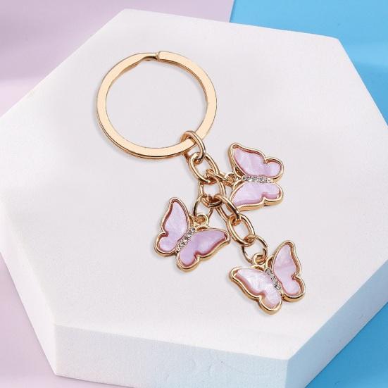 Key Chain Butterfly Charms Tassel Stainless Exquisite Shoulder Bag Schoolbag Decoration Hanging Pendant Smooth Car Key Keyring Purse Bag Accessories