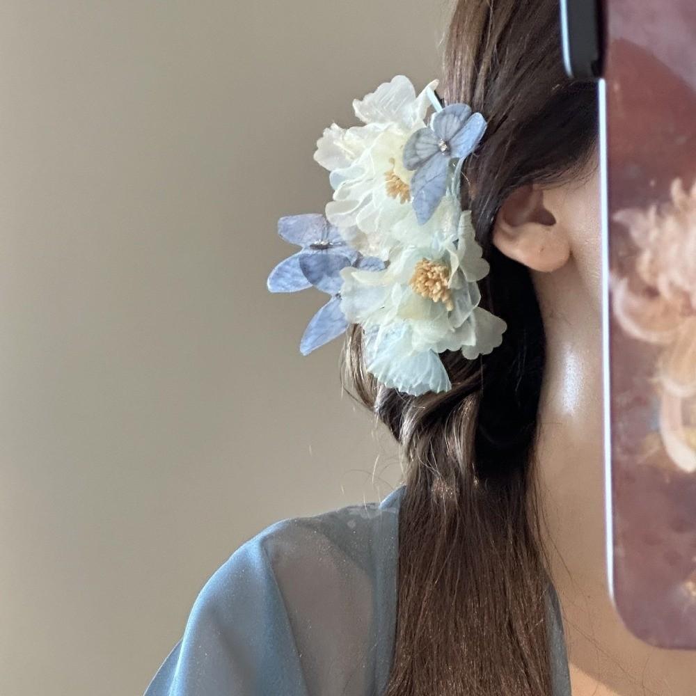 Blue Butterfly Flower Hairpin Simulation Flower Chinese Style Hair Clip  Party
