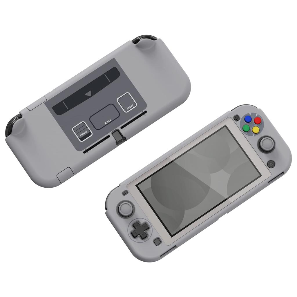 EXtremeRate PlayVital Switch Lite Schutzhülle Harte Schale für Switch Enthält Schutzglas Daumenstick-Griff und Tastenkappen SNES Classic
