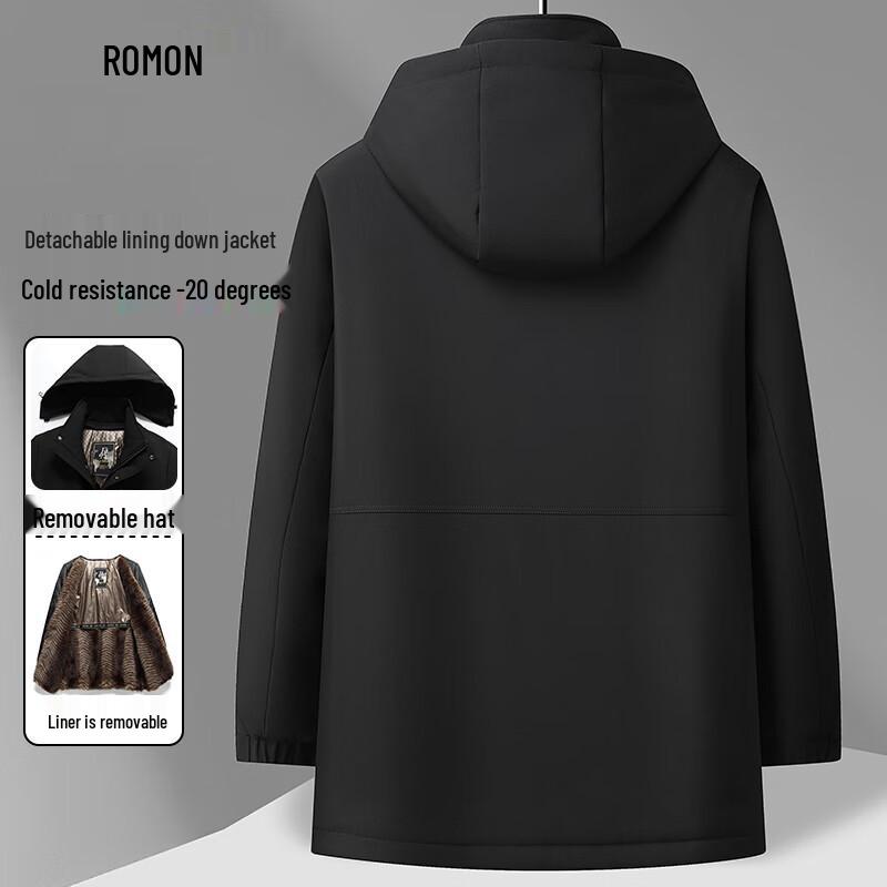 Romon Men's Winter Fleece Hooded Parka