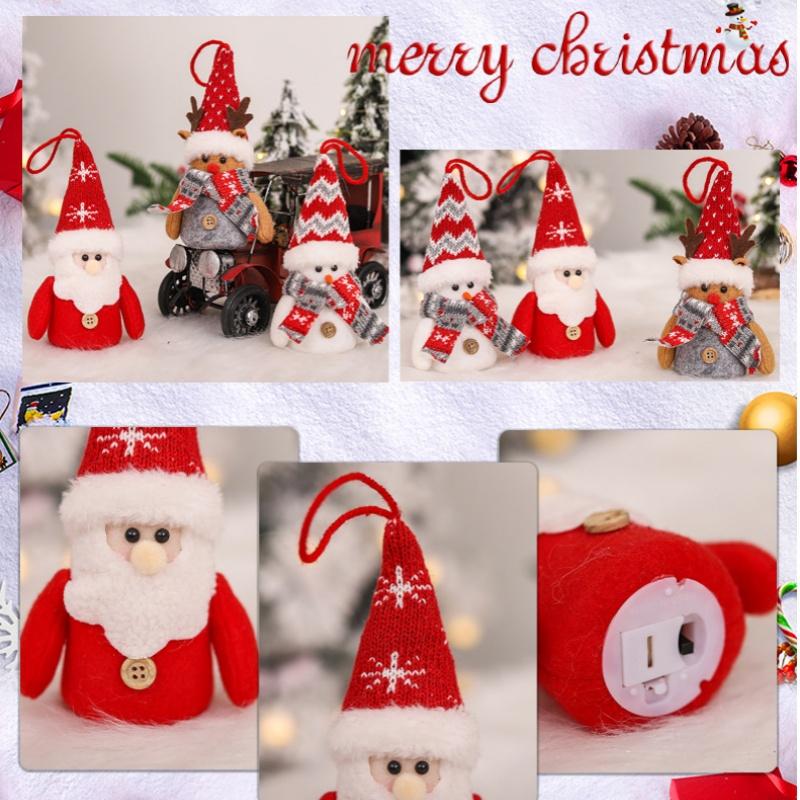 New 3-1PC Small Christmas Glowing Gnome Doll Santa Claus Snowman Elk Doll Home Decor Tree Pendant New Year Ornaments Xmas Gifts