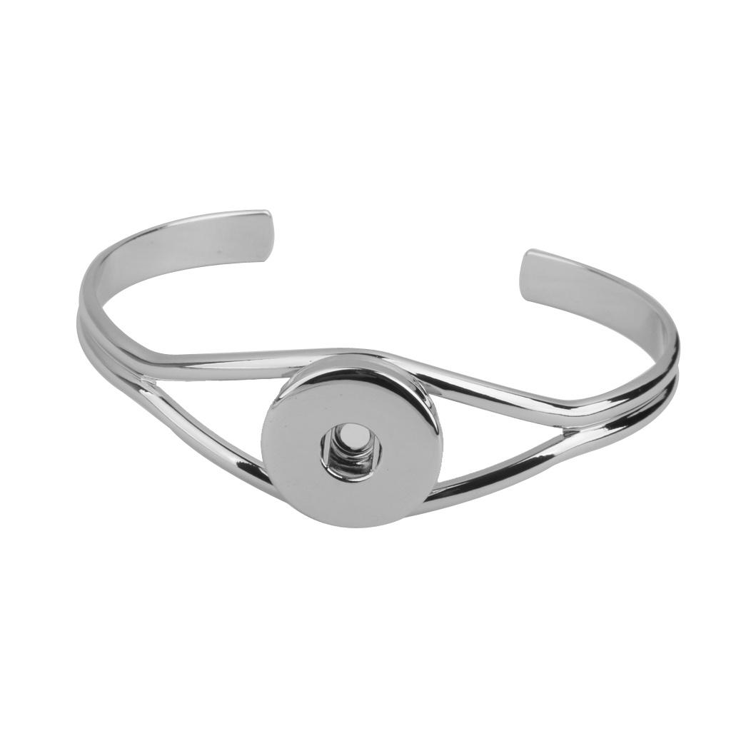 Bracciale Rigido con Charm in Lega Argentata con Bottone a Pressione Singolo si adatta a Noosa