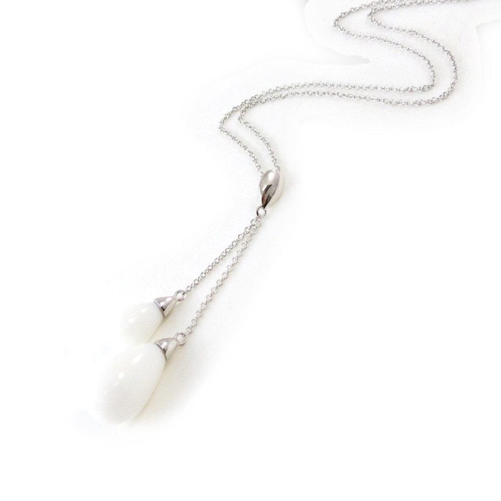 Les Trésors De Lily [I9894] - White 'Eva' Silver Necklace