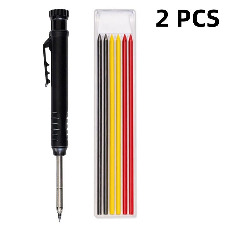 Solid Carpenter Mechanical Pencil with Sharpener Woodworking Drawing Pencil Tools 3 Colors Refill Construction Stationery