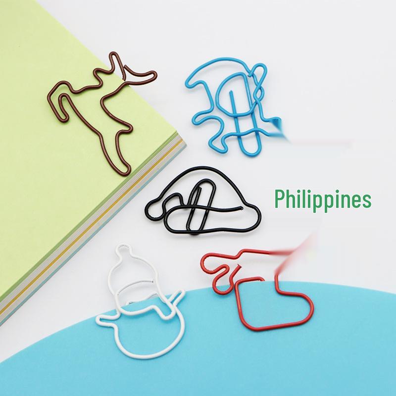 Christmas Cartoon Paper Clips: Santa, Snowman, Reindeer, Socks, Tree-Shaped Clips