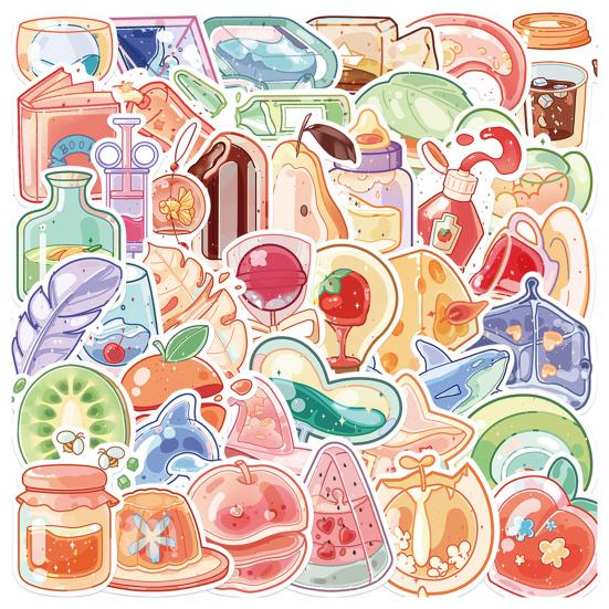 Stylish Laptop Stickers Dessert Fruit Decoration Self-adhesive Hand Account Journal Album Cartoon