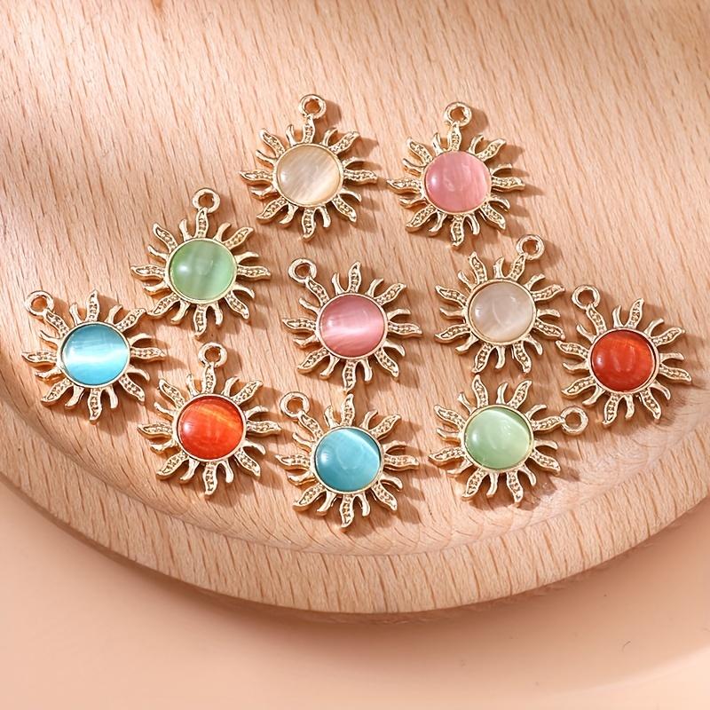 10Pcs Gold Plated Opal Sun Charm Pendant Jewelry Making Bracelet Necklace Diy Earrings Accessories Craft